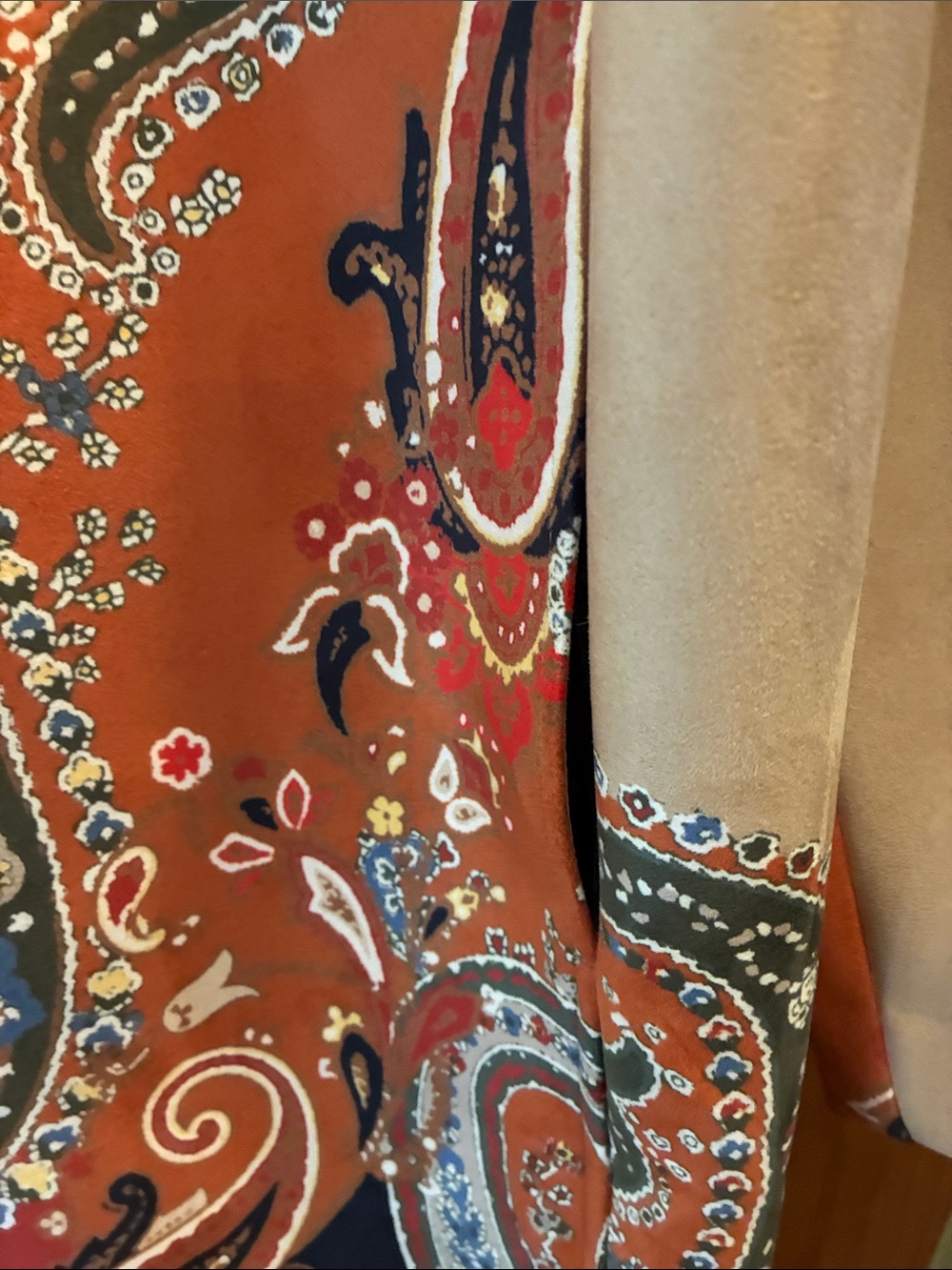 Chico’s Paisley Print Faux Suede Topper - Picture 6 of 7